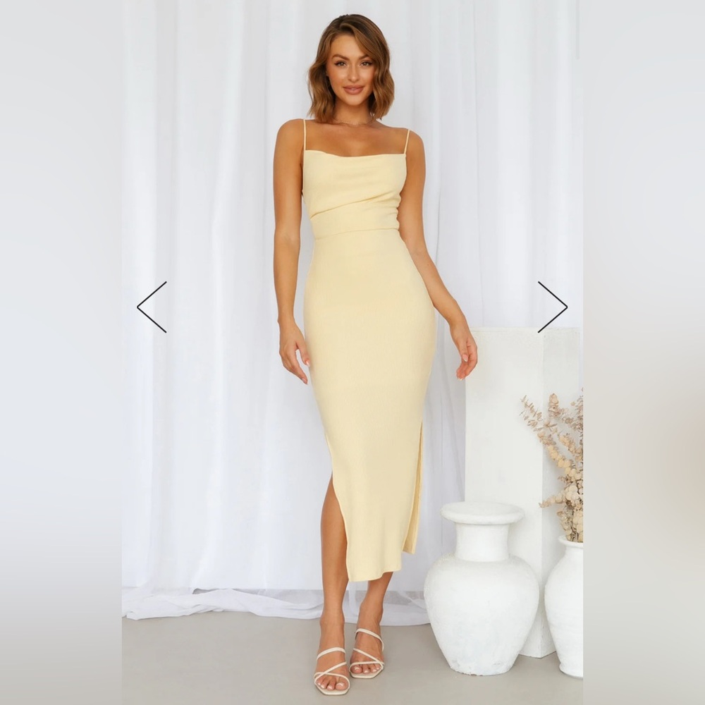 Rooftop Martinis for Two Midi Dress Yellow